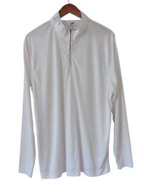 Ultra Club White Quarter Zip Pullover Shirt Large Lightweight Cool Quick Dry